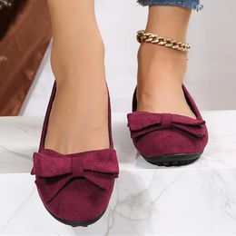 Casual Shoes Suede Flats Women Bow Sandals Shallow Loafers 2024 Summer Fashion Brand Cosy Dress Walking Zapatillas Mujer