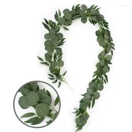 Decorative Flowers 200cm Artificial Eucalyptus Garland Silk Hanging Vine Ivy Wedding Fake Vines Greenery Plants Wreath