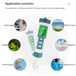 7 In 1 PH Metre ORP Chlorine Metres TDS Salinity Testers EC Temp Detector Water Quality Monitor Test Tool Philtre for Pool