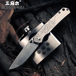 Tools SANRENMU SRM 7129 Folding Knife 12C27 Blade Stainless Steel Handle Outdoor Camping Hunting Fruit Cutting knives EDC Pocket Tool
