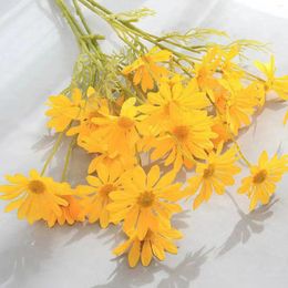 Decorative Flowers Simulation Chamomiles Silk Flower Bunch Artificial Daisy Floral Cutttings Tabletop Pography Props Home Room DIY Bouquet