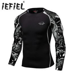 Separates Mens Stretchy Swimwear Surf Tops Sport Top Long Sleeve Print Dry Quickly Moisturewicking Sport Gym Fitness Cycling Climbing Top