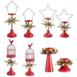 Candle Holders Christmas Holder Portable Creative Retro Metal Tabletop Candlestick Home Party Decorative Accessories
