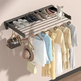 Hangers Invisible Retractable Drying Rack Multifunctional Bathroom Towel Indoor Balcony Folding Rod No Punch Hole