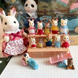 Kitchens Play Food Forest Family Senbelle Gashapon Toys Series Mini Play House Girl Toy Scene Decoration Doll Action Figures Cute Rabbit Sister 2443