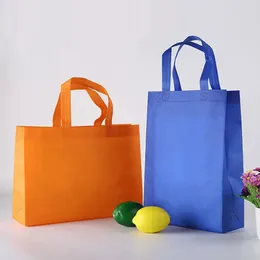 Storage Bags 50pcs Non-woven Fabric Handbag Colour Blank Strong Portable Transverse Vertical Version Clothing Shopping Gift Packing Bag