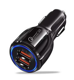 QC30 Portable Car Charger Led Quick Charging 12V 31A Dual USB Port6783363