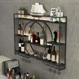 Wall Mount Wine Rack Bottle Holder Adapt Single Miniature Black Cup Glass Storage Wine Cabinet Decor Bar Furniture