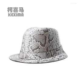 Berets Afanzhe Arrival Men Hat Male Snake Skin Python Leather