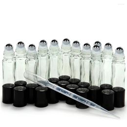 Storage Bottles 12pcs 10ml Roller Bottle For Essential Oils Empty Clear Plain Glass With Stainless Steel Roll On Ball Perfume Travel