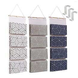 Storage Bags Over Door Hanging Closet Organiser 4 Big Pockets Linen Cotton For Living Room Bedroom Bathroom