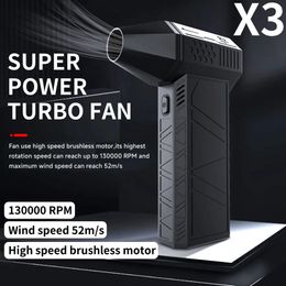 3nd Generation Turbo Violent Fan X3 Turbo Jet Fan Handheld Brushless Motor 130000 RPM Wind Speed 52m/s industrial Duct Fan 240318