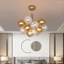 Chandeliers Multicolor Glass Ball Lampara Colgante Techo Led Pendant Lights For Living Dining Room Bedroom Suspension Luminaire