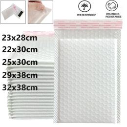 Mailers 20Pcs White Bubble Mailers Foam Self Seal Envelope Bag Waterproof Mailer Padded Mailing Shipping Bags Bubble Gift Packaging Bag