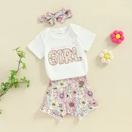 Clothing Sets Born Infant Baby Girls Summer Outfit In My Mamas Ie Era White Romper Floral Shorts Headband 0-18 Months Clothes