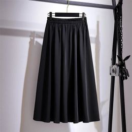 Plus size Womens Spring Casual Skirt Black drapery polyester maxi party look 2Xlarge to 6Xlarge loose and comfortable 240321