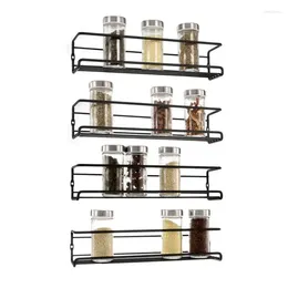 Kitchen Storage 4PCS Wall-Mount Shelf Organizer Single Layer Metal Seasoning Hanging Spice Rack For Home Restaurant Bathroom