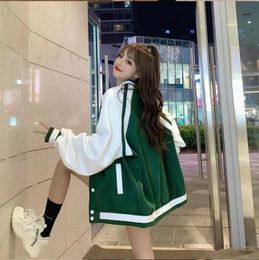 American style fashion sports wind baseball Womens Clothing spring and autumn Preppy Style jacket loosefitting printed 240320