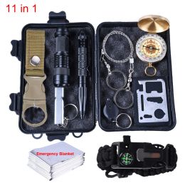 Survival Survival Kit Set Camping Travel Multifunction Equipment First Aid SOS Wilderness Adventure Emergency box Outdoor gear 11 in 1