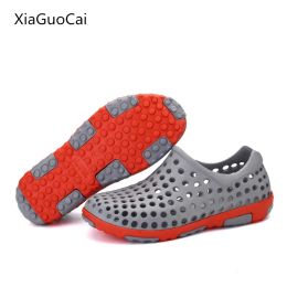 Sandals Pvc Summer Men Loafers Gray Mens Sandals Round Toe Breathable Male Shoes High Quality Lightweight Shoes X1382 35