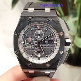 AP Calendar Wristwatch Royal Oak Offshore Series 26405CE Black Ceramic Back Transparent Three Eyes Timed Mens Fashion Leisure Business Sports Machinery Watch