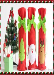 Christmas Wine Bottle Bag Dinner Party Decoration BowKnot Red Deer Christmas Tree Santa Claus Bottle Cover Bag Christmas5585804