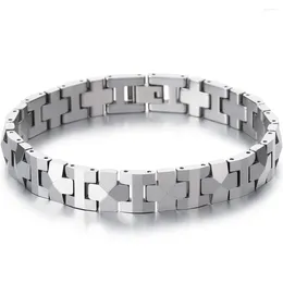 Link Bracelets Luxury High Polished Heavy Tungsten Steel Man Bracelet For Men 10MM Width Cross Style Chain Men's Wrist Women