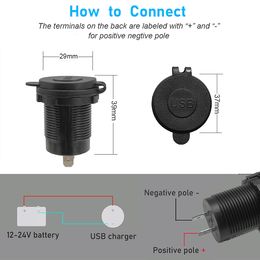 12V-24V USB Outlet Dual USB Car Charger Waterproof Cigarette Lighter Socket Mount Power Adapter 5V 3.1A for Car Marine Boat D5