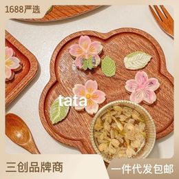 Tea Trays Withered Net Red Dim Sum Plate Outdoor Fruit Household Wooden Tray Ebony Wood Creative Wholesa