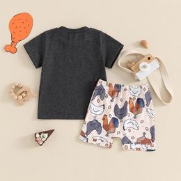 Clothing Sets Toddler Baby Boy Farm Outfit Chicken Nugs Mama Hugs Short Sleeve T-Shirt Top And Shorts Set 2Pcs Summer Clothes