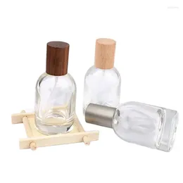 Storage Bottles Clear Bottle Glass Perfume Container Round Shoulder Vials 50ml 10Pcs Cosmetic Shiny Silver Pump Portable Packaging