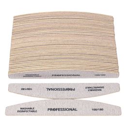 10pcs/Lot Wooden Nail Files Professional Nail Buffer 100/180 limas manicura Block Grey Boat Gel Polishing Wood Sanding Nail File