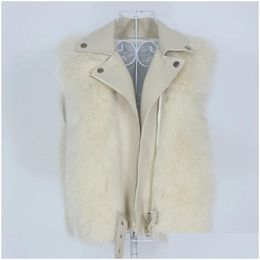 Womens Fur Faux Oftbuy Real Coat Vest Winter Jacket Women Natural Fox Genuine Leather Outerwear Detachable Streetwear Locomotive 20110 Dhmac