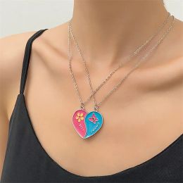 2 Pcs/Set Best Friends Pendant Necklace Broken Love Heart Women Chain Choke BFF Good Friendship Necklaces Jewelry Gifts for Kids