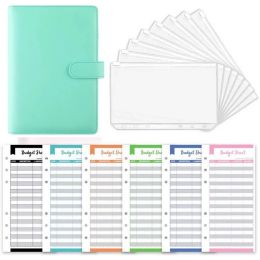 Folder A6 Binder pu Budget Planner Refillable Notebook Covers 6 Holes Binder Pockets PVC Zipper Money Saving Envelope Budget Binder