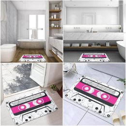 Bath Mats Anti-Slip Flannel Bathroom Floor Mat Music Tape Printing Doormat For Entrance Door Living Room Bedroom Washroom Funny Decor