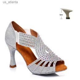 Dress Shoes DKZSYIM Rhinestone Latin Dance Women/Ladies Ballroom Salsa Dancing Soft Soles Party/Wedding Sandals High Heels H240403U6M1