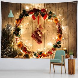 Tapestries Christmas Cartoon Illustration Tapestry Wall Hanging Cute Kawaii Boho Style Background Cloth Home Decor