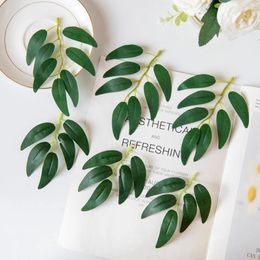 Decorative Flowers 50Pcs Green Silk Willow Leaves Halloween Diy Christmas Decoration For Home Wedding Bridal Accessories Artificial Plants