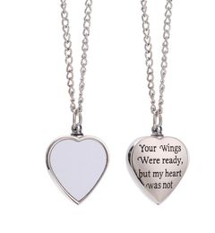 Sublimation Pendant Thermal Transfer Printing Necklace Urn Memorial Necklaces White Blank DIY Pendants Lovers Heart Ornament with 8494204