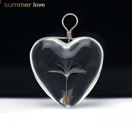 Dandelion Glass Heart Shape Pendant For Necklaces Crystal Glass Round Pendants DIY Jewellery Accessories Gift2797268