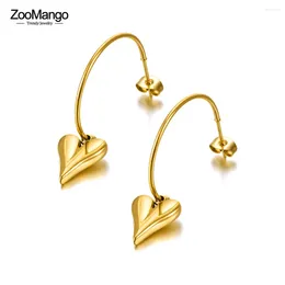 Stud Earrings ZooMango Romantic Stainless Steel Love Heart Classic Gold Plated Wedding Jewellery For Women Girls ZE21137