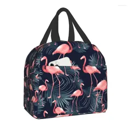 Storage Bags Summer Flamingo Insulated For Outdoor Night Vibes Tropical Leakproof Food Thermal Cooler Lunch Box Women Men