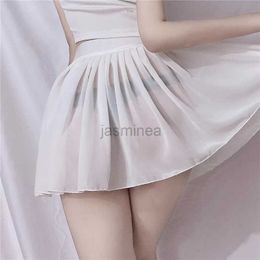 Urban Sexy Dresses Super Sexy Asian Girl Mini Skirts Mesh Lace Transparent Women Cosplay Hot Pleated Skirt Solid Colour Miniskirt Korean 2443