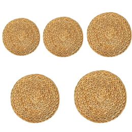 2024 Natural Rattan Round Coasters, Handmade Insulating Placemats, Table Filler, Mats, Kitchen Decoration Accessories1. for Natural Rattan Coasters