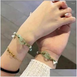 Charm Bracelets Adjustable Double Ring Handmade Braided Rope Jewelry Fashion Wristband For Women Girls Drop Delivery Dhjne