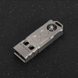 Tools Compass Survival Whistle Titanium Alloy High Decibel Dual Frequency Whistle Waterproof Dustproof Outdoor Camping EDC Multitool