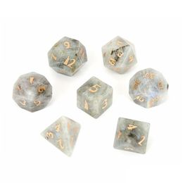 الأحجار الكريمة فضفاضة لابرادوريت polyhedral الزهر 7pcs مجموعة الأبراج المحصنة التنين ستون DND ألعاب RPG الحلي بقعة السلع بالجملة قبعة otrjh