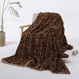 Blankets Latest Leopard Print Blanket Double-sided Faux Velvet Crystal Sofa Air Small Throw160x200 Conditioning Office