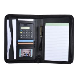 Padfolio Portable Professional Business Portfolio Padfolio Folder Document Case Organiser A5 PU Leather Zippered Closure